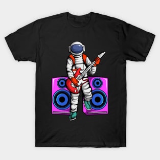 Space Astronaut Playing Electric Guitar in Space T-Shirt